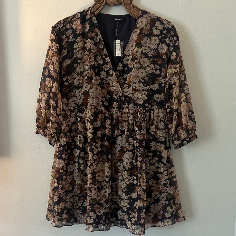 Madewell Black Floral V-Neck Blouse
